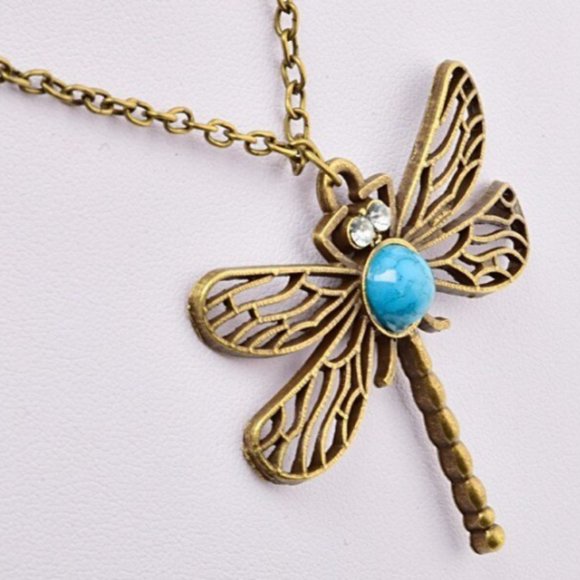 Vintage Boho Hollow Dragonfly Medium Chain Pendant Necklace - Picture 5 of 8